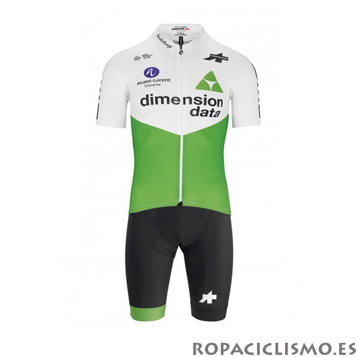 2019 Maillot Dimension Data Tirantes Mangas Cortas Verde Blanco